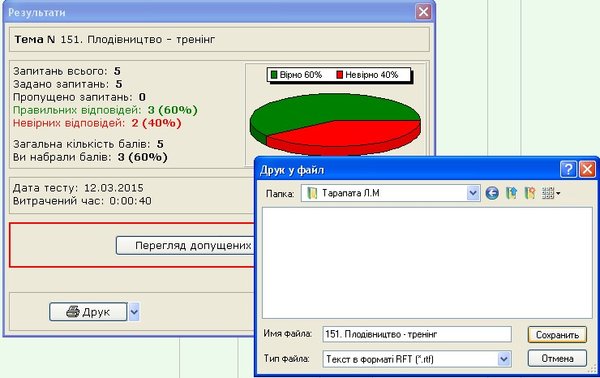 Тестування, результати та їх зберігання
