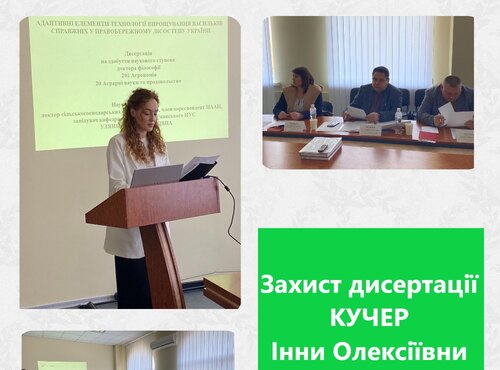 Захист дисертації Кучер Інни Олексіївни на здобуття  наукового ступеня доктора філософії