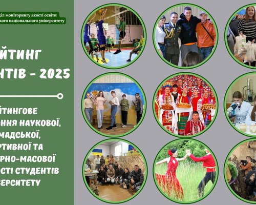 Результати рейтингового оцінювання наукової, громадської, спортивної та культурно-масової діяльності студентів університету за 2025 рік